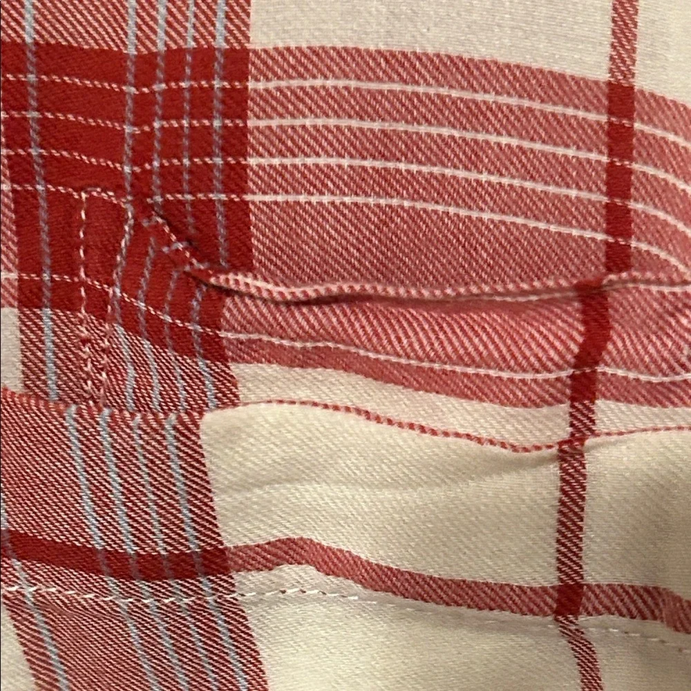 🚀The North Face Red and Cream Plaid Men's Shirt size XL GUC